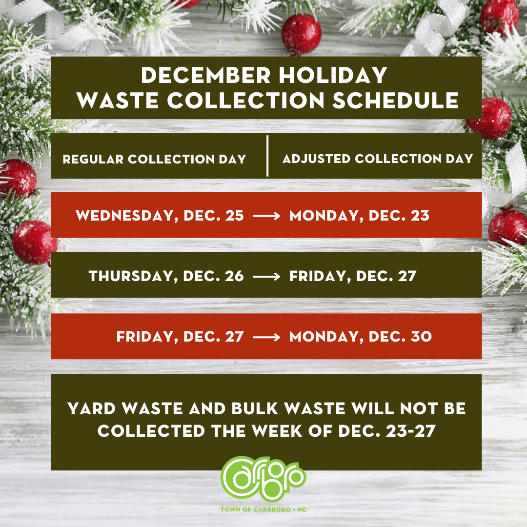 december holiday waste collection schedule